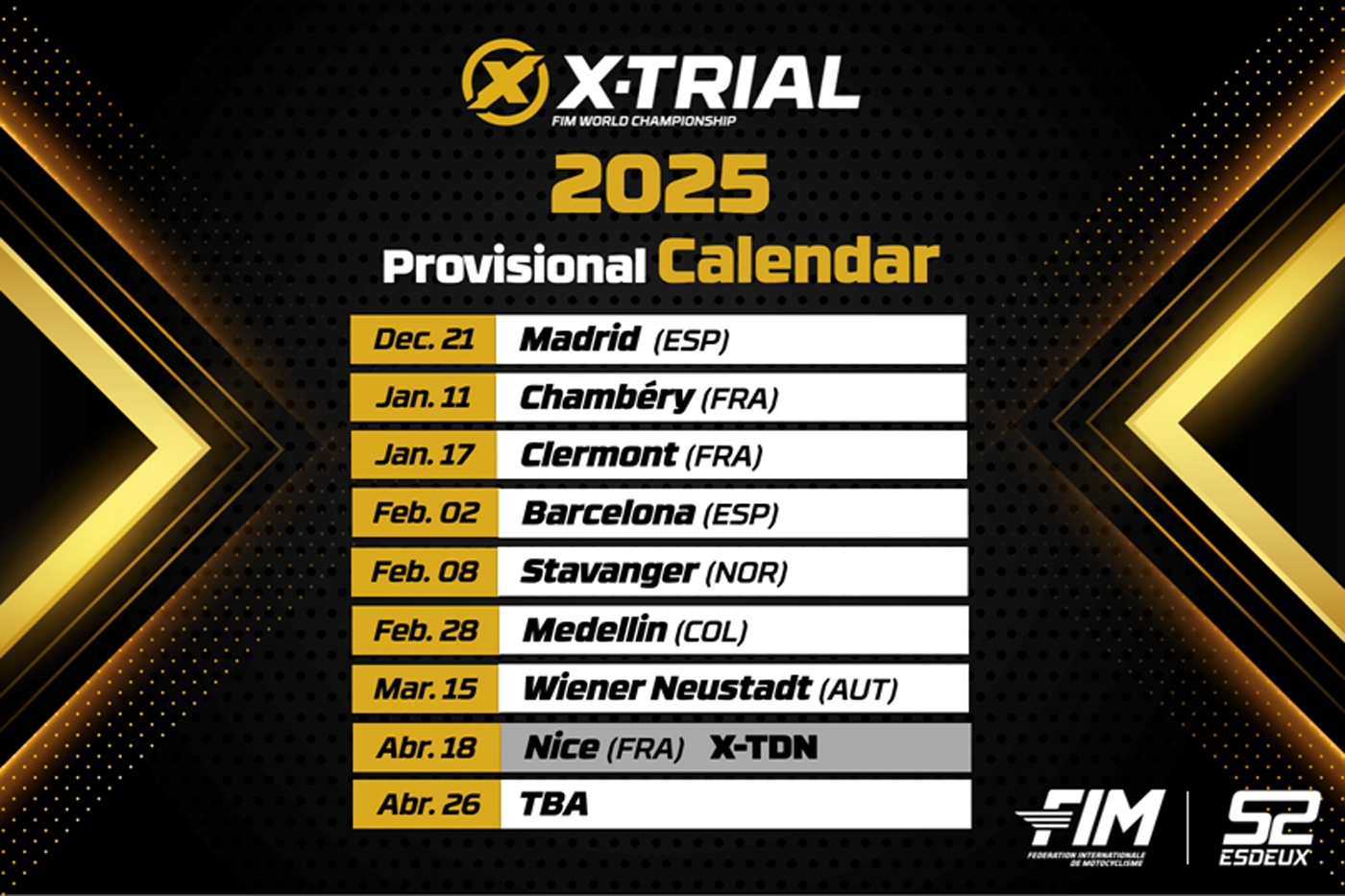 Provisional calendar unveiled for the 2025 season