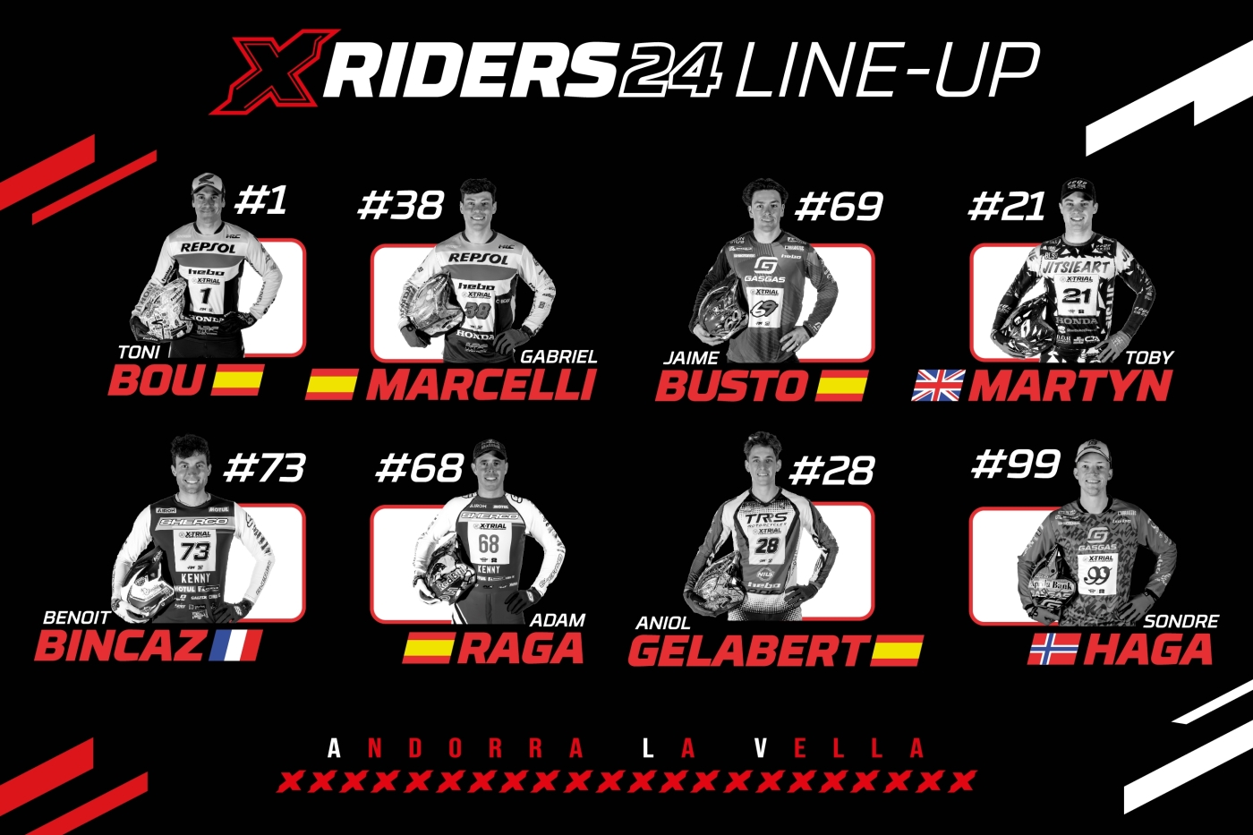 Raga, Aniol Gelabert and Haga return for X-Trial Andorra la Vella