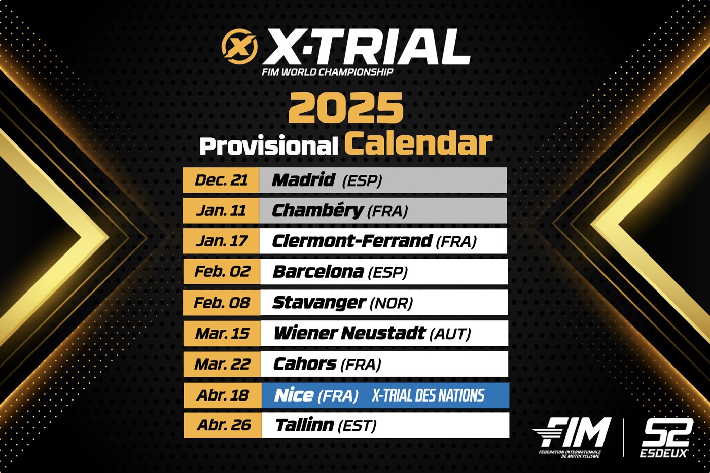 World Championship 2025 Calendar Update